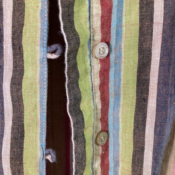 Womens Spring Breeze Striped Linen Blend Button Tunic 3/4 Sleeve 2XL - Picture 7 of 11